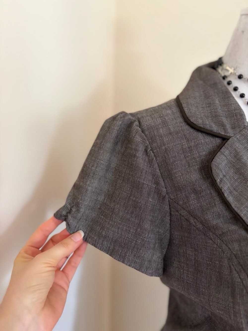 NEW! Vintage Y2K brown grunge babydoll blazer jacket blouse top office twee 10 - Picture 6 of 10